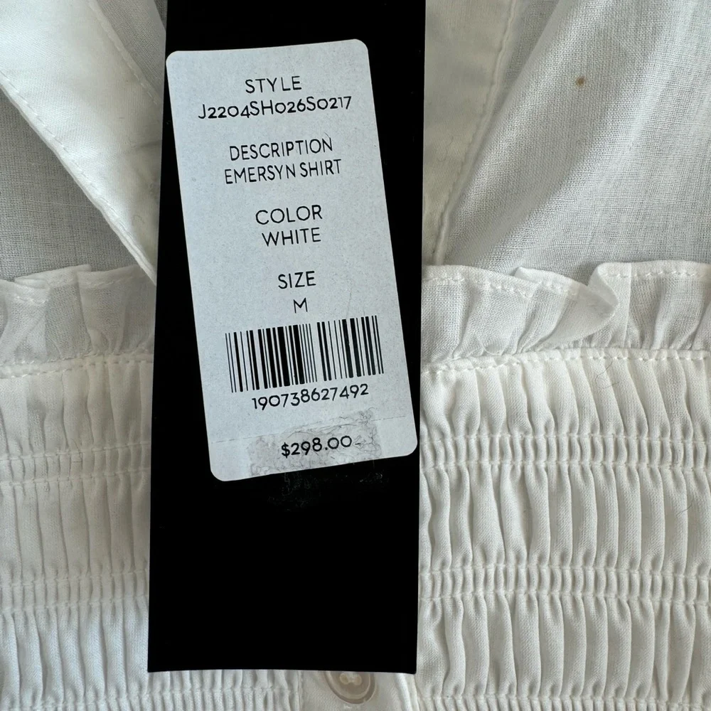 VERONICA BEARD SMOCKED COTTON CROP SHIRT - Picture 4 of 6